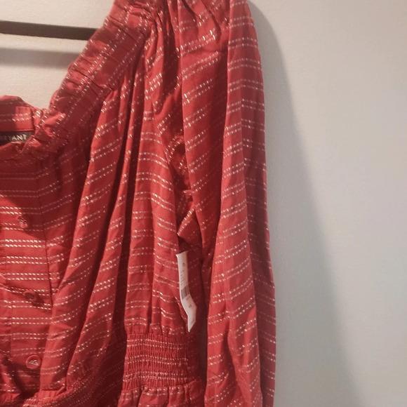 NWT Lane Bryant Orange and Silver Off The Shoulder Blouse in Size 14/16 - Picture 5 of 9